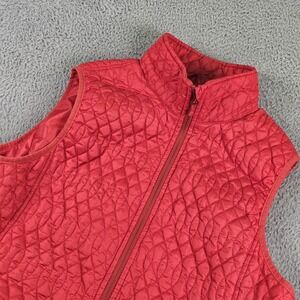 Lands' End Vest Womens XL Red Quilted Insulated Full Zip Pockets Warm Outdoor